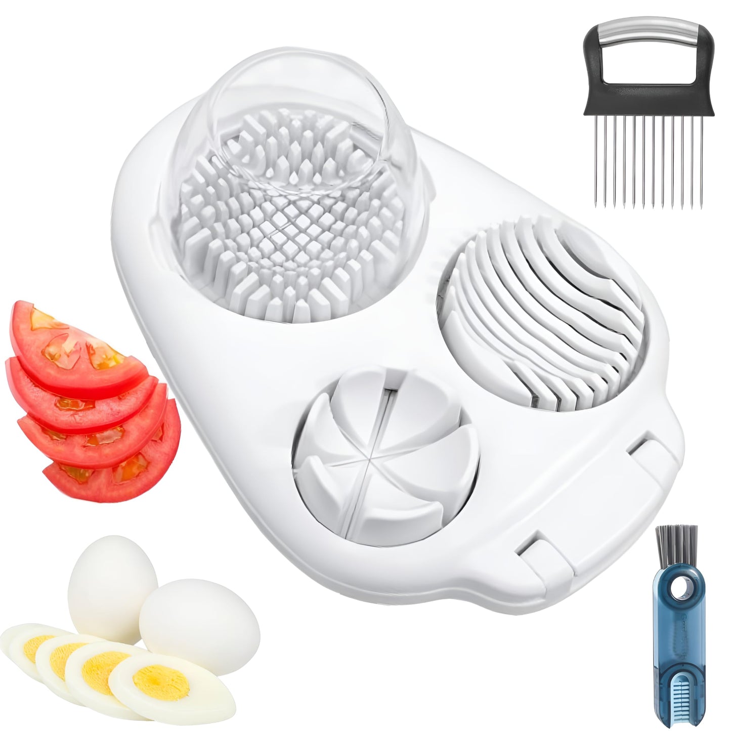 3 in 1 egg slicer for hard boiled eggs heavy duty - Handy Kitchen Dicer - Find Your Hidden Gift Inside The Box -Heavy Duty Stainless Steel Egg Cutter for soft food Strawberry, Mushroom