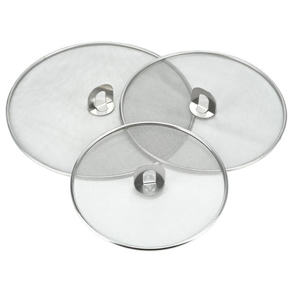 3 PCS Splatter Screen for Cooking, 25/29/ 33 cm Stainless Steel Grease Splatter Guard, Ultra Fine Mesh