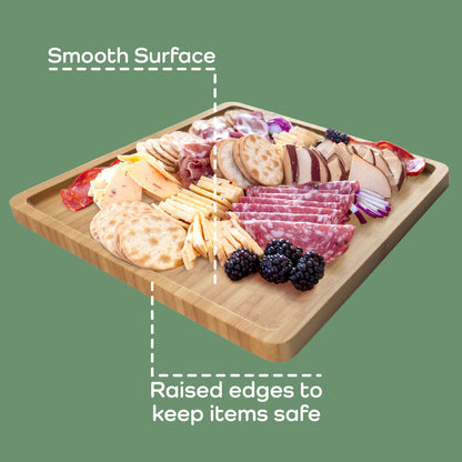 BambooMN Organic Bamboo Serving Tray, Vanity, Tea, Appetizers, Snacks, Charcuterie Board, 11"x5.5"x0.6" - 30 Trays