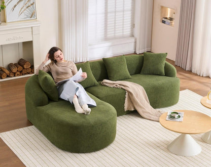 KEIKI L-Shaped Chenille Modular Sectional Couches with Chaise Lounge & 4 Pillows, 3 Seater Oversized Upholstered Luxury Plush Cloud Sofa for Living Room Apartment, Full Sponge Compression