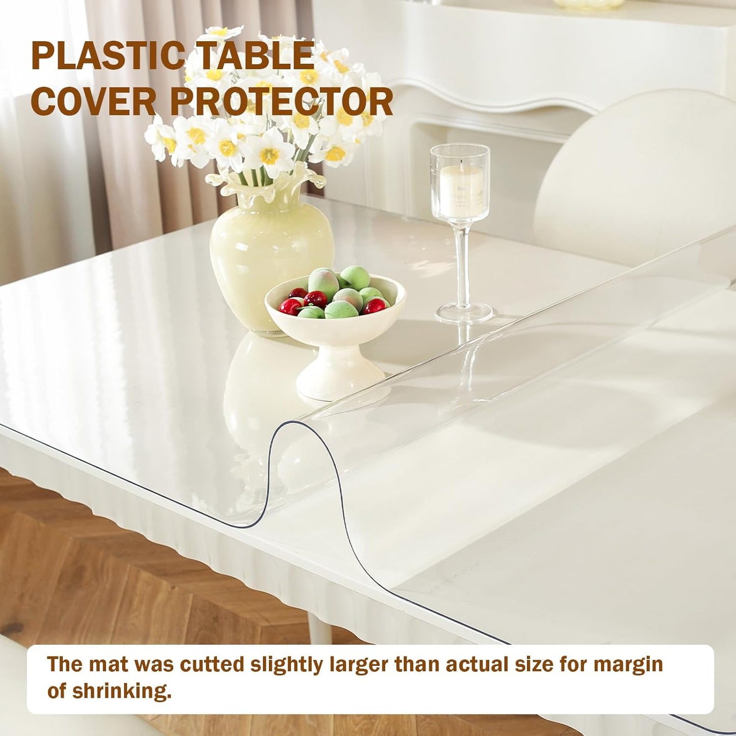 16 60 Inch 1.5mm Royhom Clear Table Protector x - Thick Plastic Table Cover, Clear Table Cover Protector Rectangle