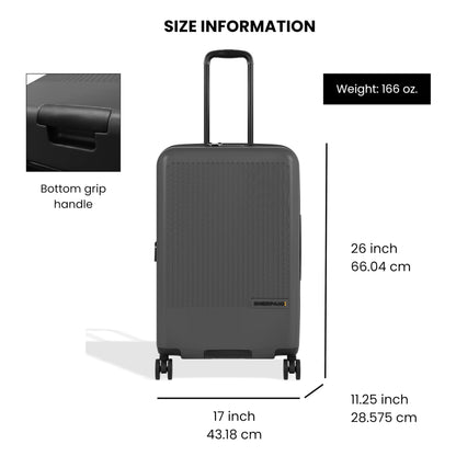 Sherpani Meridian, 26 Inch Hardshell Checked Luggage, Durable Hardside Luggage, Expandable Suitcase with Double Spinner Wheels, Travel Checked Luggage for Men Women (Granite)
