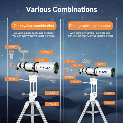 SVBONY SV503 Telescope for Adults High Powered, 102mm F7 Extra Low Dispersion Achromatic Refractor OTA, Dual-Speed Focuser, Refractor Telescope for Planets Deep Sky Astrophotography&Visual Observation