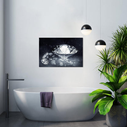 Biuteawal Diamond Wall Art Black White Canvas Print Shining Diamonds Painting Fashion Picture Modern Artwork Home Decor for Living Room Bedroom Bathroom Framed Ready to Hang