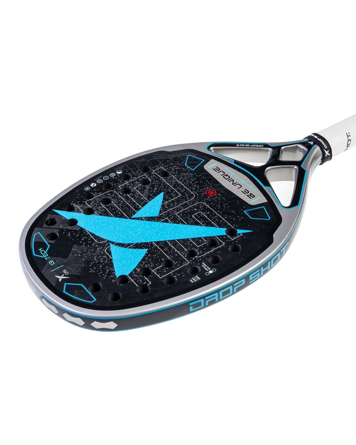 Drop Shot Conqueror 13 BT Beach Tennis Racket | 24K Carbon Twill | EVA Tech Core | Sand Treatment & 3D Texture for Maximum Spin | Anti-Vibration System | Includes Protective Bag