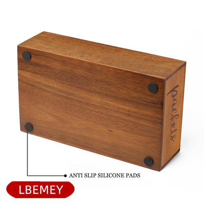 LBEMEY Packet Organizer, Acacia Wood Packet Storage Organizer with 3 Compartments,Farmhouse Kitchen Organization for Spice, Gravy, Taco, and Dressings Packets for Kitchen, Brown Labeled Packets