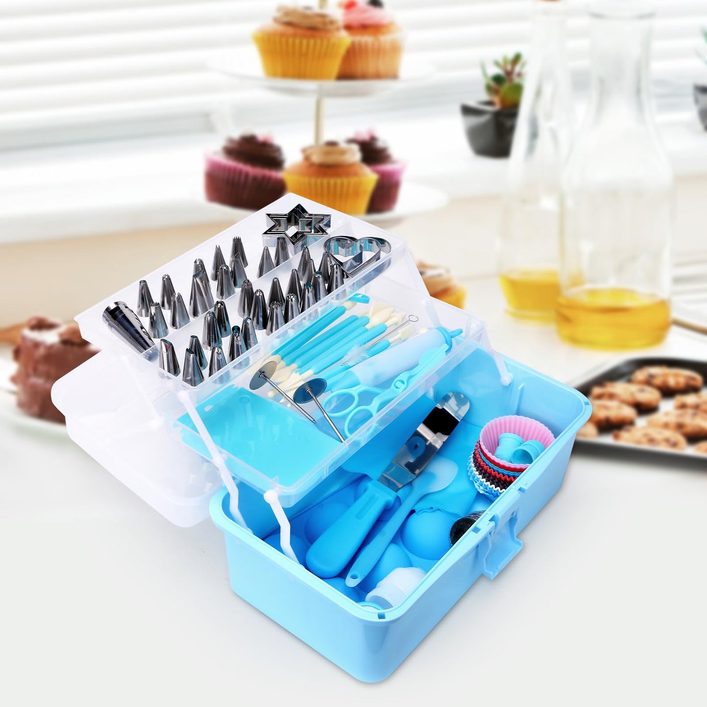 YCHLonlive 13 Inch Cake Decorating Storage Case, Suitable for Storing Baking Supplies (NOT INCLUDED), Blue