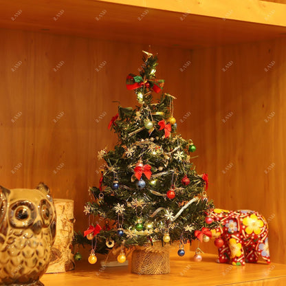12 inch 1/6 1/12 iLAND Mini Christmas Tree with Lights Small Christmas Table Decorations Fits Office Desk Shelf Van