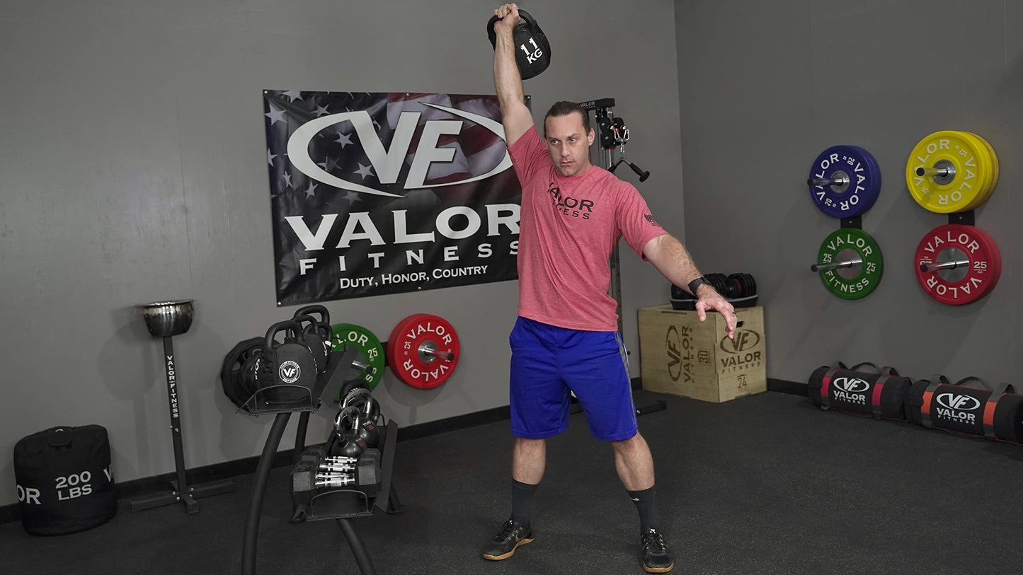 Valor Fitness 2-Tier Kettlebell Storage Rack – Heavy Duty Weight Holder, Organize Gym Equipment, 600 lb Max Weight Capacity for Dumbbells, Kettlebells & Fitness Gear Sports Equipment Organizer