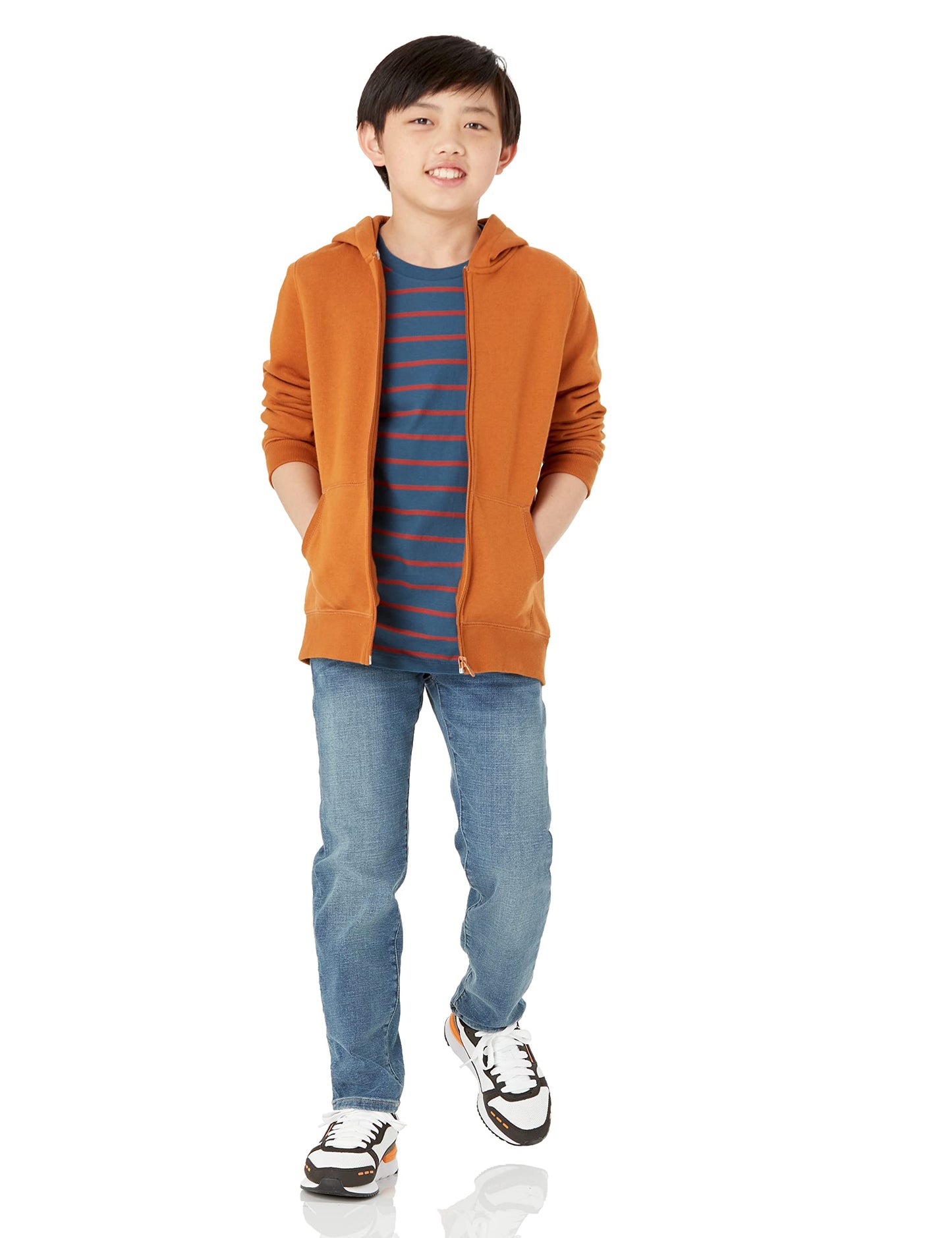 Amazon Essentials Hoodies - Boys' Black Zip-Up Sweatshirt, Medium, Fleece