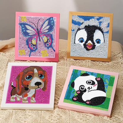 CHWGLFGG 6 Pack Diamond Painting Kits Beginners,5D DIY Diamond Art Kit for Kids 6-8-9-10-12 Girls Boys,Cute Animals Big Gem Art and Crafts,Easy Small Full Drill Painting Kits for Wall Decor 6" X 6"