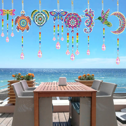 5D Diamond Painting Butterflies Suncatcher Wind Chimes Kit Sun Crystal Wind Chime Diamond Painting Kits Double Sided DIY Art Suncatchers Hanging Ornament Crafts for Home Window Decor (Style 8pcs)