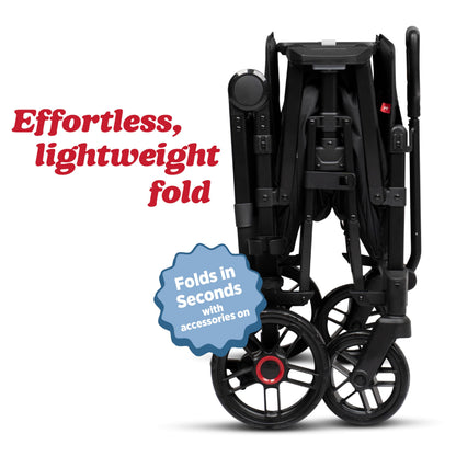 Radio Flyer Voya 2.0 4-Seat Stroller Wagon, for Kids 6+ Months, Lightweight, Compact, Foldable, UV Canopy, Included Storage, Never Fall Pull Handle, Seats Convert to Flatbed, Stroller Wagon for Kids