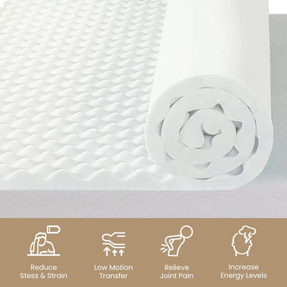 Zayton 2-inch Convoluted Foam Mattress Topper with Egg Shell Design | Breathable, Soft, and Comfortable Bed Toppers