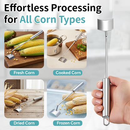 LemonRoad 4 Pcs Corn Cob Stripper, Long Handle Stainless Steel Stripping Tool, Corn on The Cob Remover, Fast and Safe, Suitable for Home Kitchens, Restaurant, Outdoor Bbqs Dining Enthusiasts