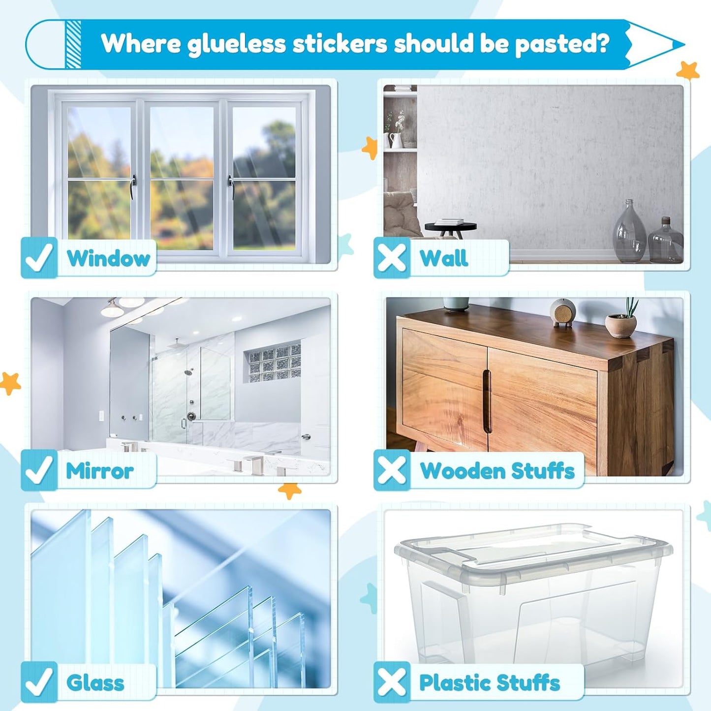 Naler Back to School Decorations Window Clings, 9 Sheets Glueless Static Double-Sided Stickers for Classroom