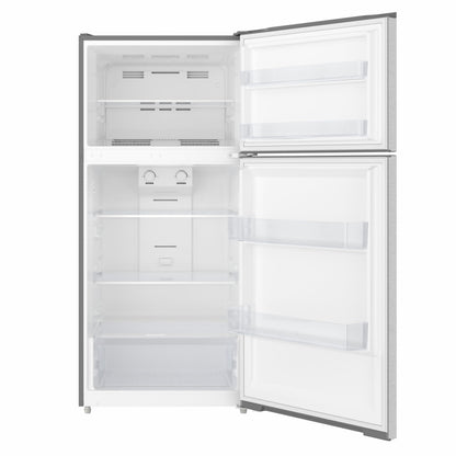 KoolMore 28 Inch 14 Cu Ft Top Freezer Refrigerator, Stainless Steel, Freestanding Full Size Fridge Freezer for Home Kitchen or Garage