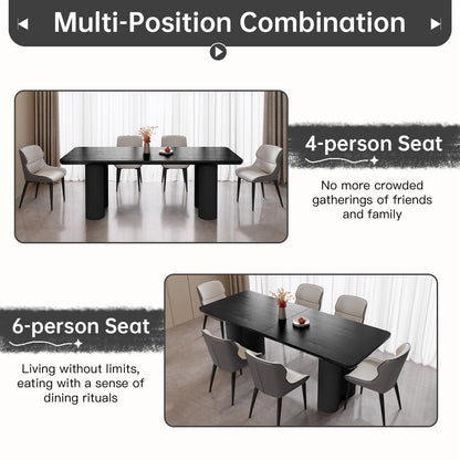 GraceNook 79" Rectangular Black Dining Table, Modern Kitchen Table with Sturdy Sleek Wave Support Legs for Living Room, Dining Room & Kitchen