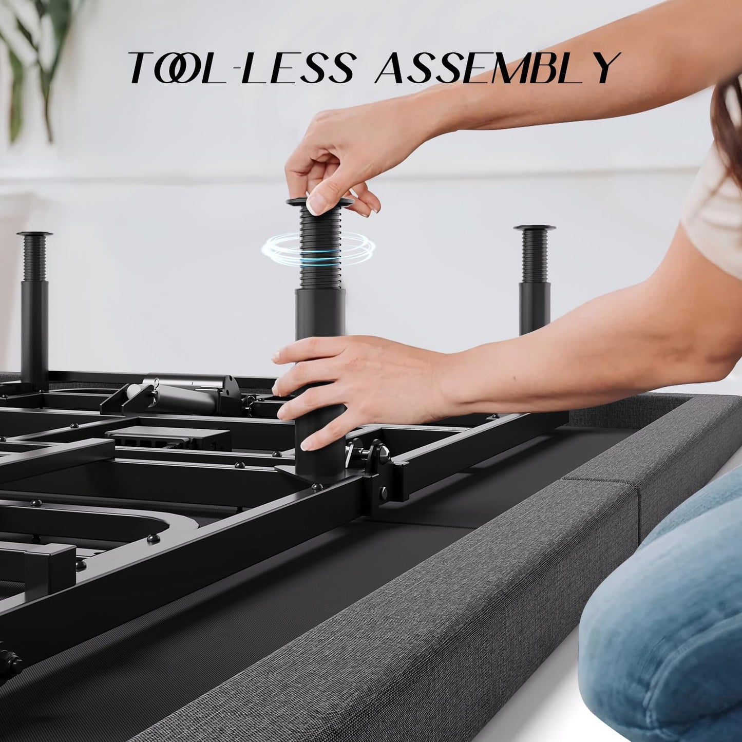kaipuyiree Adjustable Bed Frame Queen with Massage -Wireless Remote Electric Power Bed Foundation Under-Bed Lighting | Zero Gravity | USB PortsX2 | Height Adjustable Legs