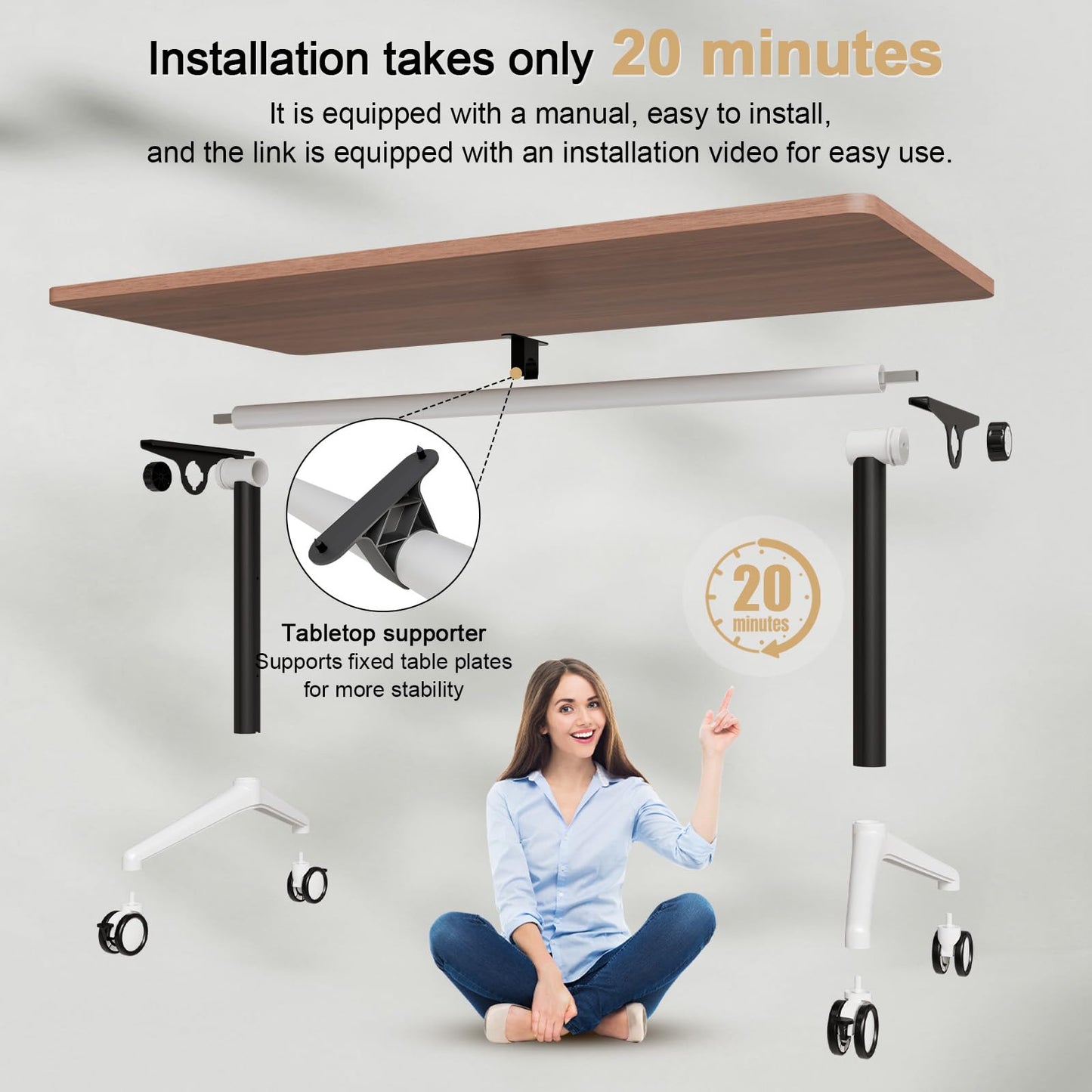 rzoizwko 55.1" Folding Conference Table with Wheels,2 Pack Heavy-Duty Flip-Top Reconfigurable Training Table System,Rolling Conference Room Tables for Office, Classroom & Meeting Rooms
