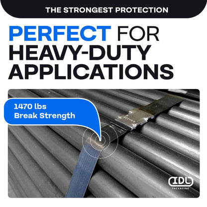 IDL Packaging 5/8" x .020" x 2230' Regular-Duty Steel Strapping Coil (1470 lbs Break Strength) - Painted and Waxed - Superior Cut-Resistance - Metal Straps for Pallet Banding, Extra-Heavyweight Loads