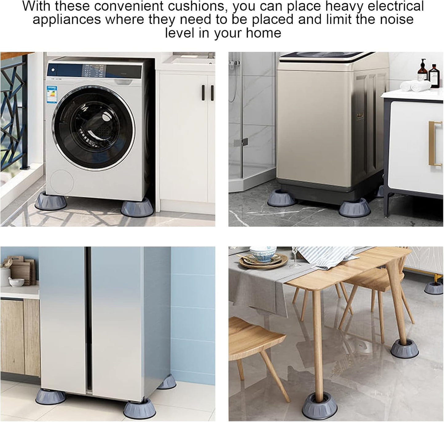 Washing Machine Cushion, 4pcs Shockproof Noise Cancelling Pad to Prevent Slip for Washer, Dryer (Large Diameter 9CM)