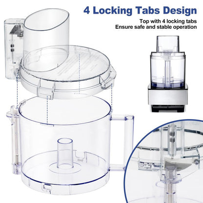 4 Locking Tabs DLC-005AGTXT1 Bowl and DFP-14NWBCT1X Cover 14-cup Food Processor Work Bowl Kits Fits Cuisinart DFP-14, DFP-14BCN, DFP-14BCNY Models