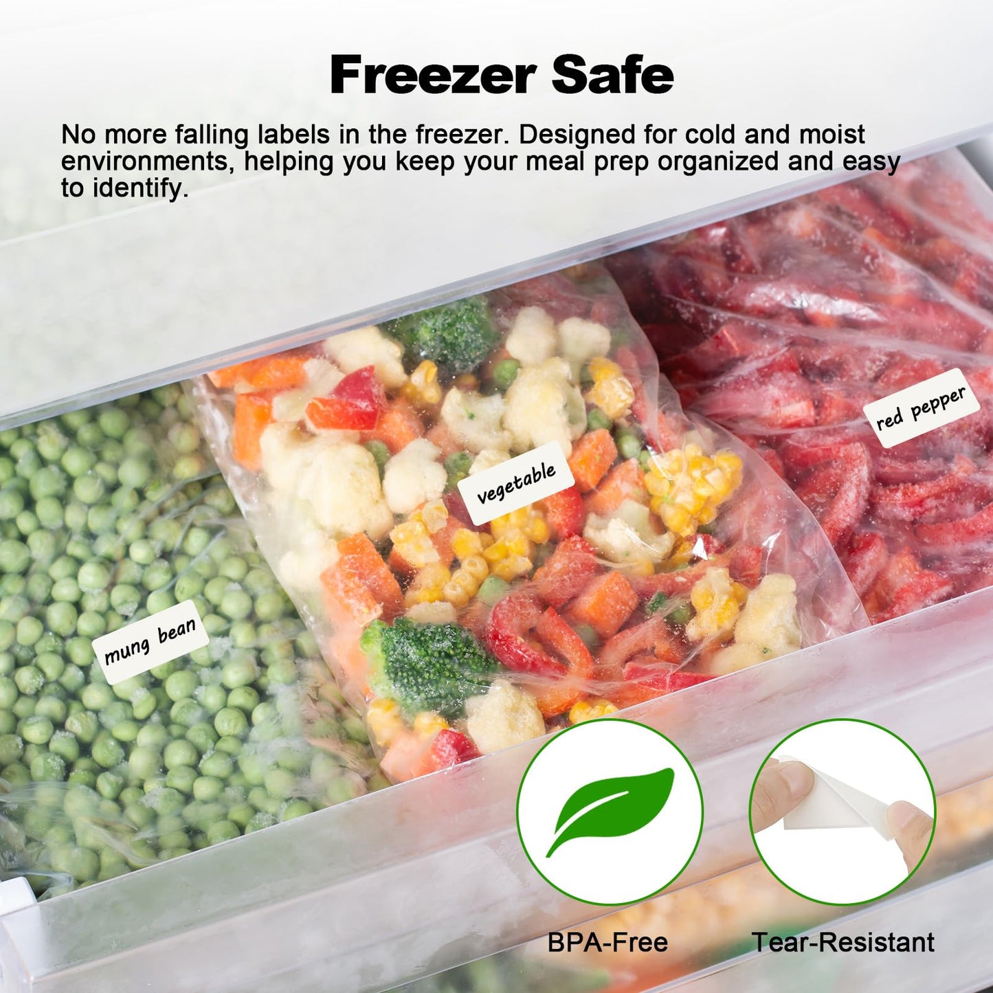 MaxGear 1000 Removable Freezer Labels 1x2 Inch, Waterproof Oil Resistant Stickers No Residue for Food Containers Pantry Jars Organization Meal Prep, 1 Roll