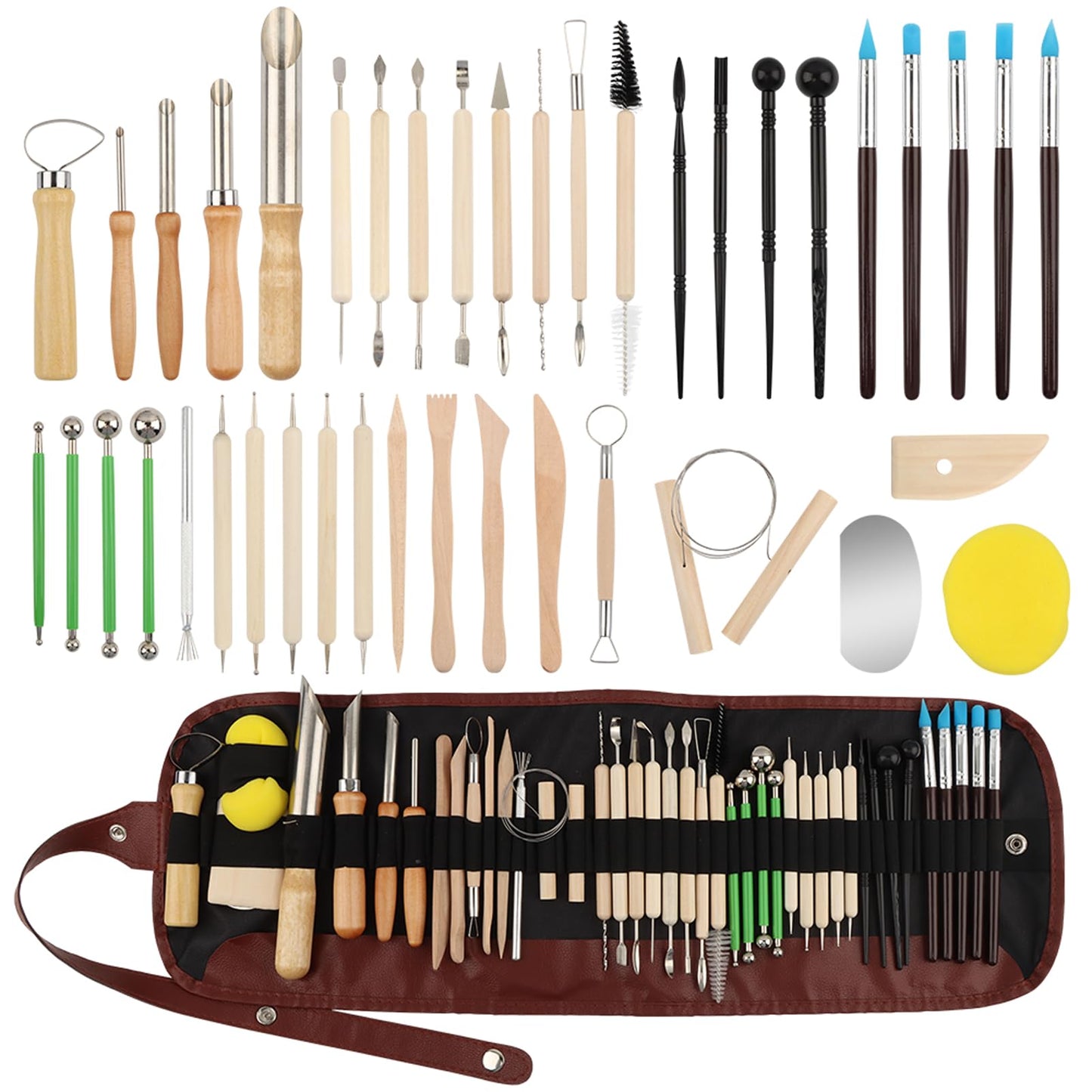 42 PCS Pottery Tools, Clay Sculpting Tools Kit, Clay Tools for DIY Handcraft Modeling Carving Trimming, Molding, Shaping(with Storage Bag)