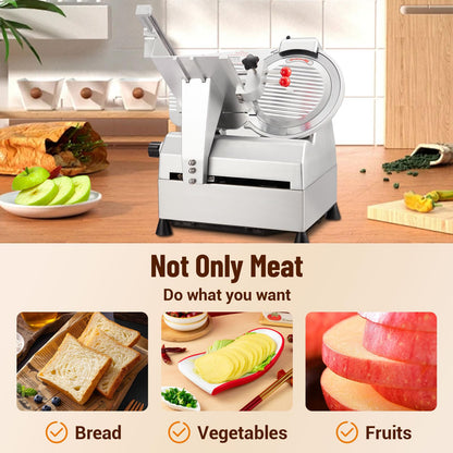 PeacefulHues Electric Food Slicer & Meat Slicer, 800W 12 Inch with Adjustable Thickness 0-18mm, Stainless Steel Blade for Home and Commercial Use