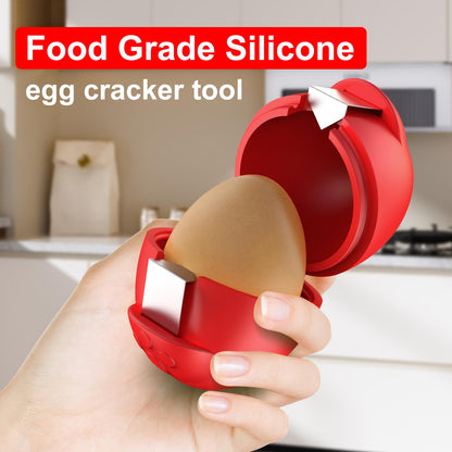 PowCube Egg Cracker, Silicone Egg Shell Opener, Cute Egg Shaped Design, Opens Eggs with Ease, A Little Happiness Boost for Your Kitchen. (Color: Red, 1-Pack)