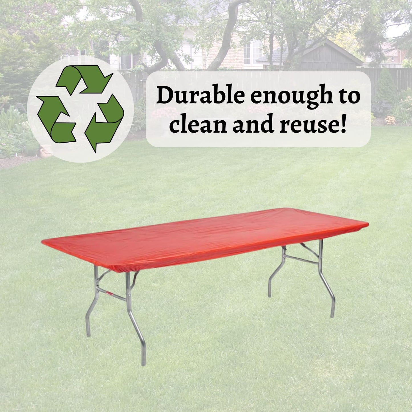 Kwik-Covers 6' 30" 72", 5 Rectangle Plastic Table Covers x Bundle of (Red)