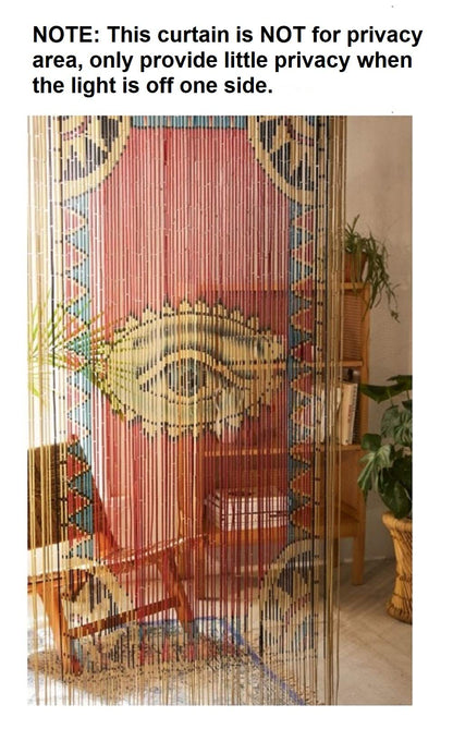 TACHILC Beaded Curtain for Doorway – Boho Door Beads Curtain 35.5 x 78 Inches - 90 Strings, Hand-Painted Eye Design, Natural Room Divider for Modern Boho Home Decor