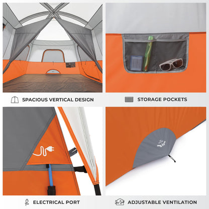 CORE 10 Person Tent | Large Multi Room Family Cabin Tent with Carry Bag for Outdoor Car Camping | Included Gear Loft Organizer for Camping Accessories