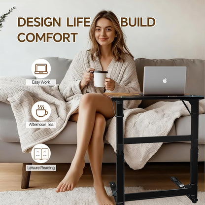 YIBOLIN'S Couch Table Tray - Foldable TV Dinner Tray Table with No Assembly, Large Surface Laptop Stand for Couch, C-Shaped Bed Tray, Sturdy Slide-Under Sofa Table (16" Extra Wide)