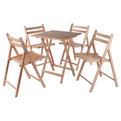 Winsome Delaney 5-PC Set Folding Table and Chairs Natural Finish