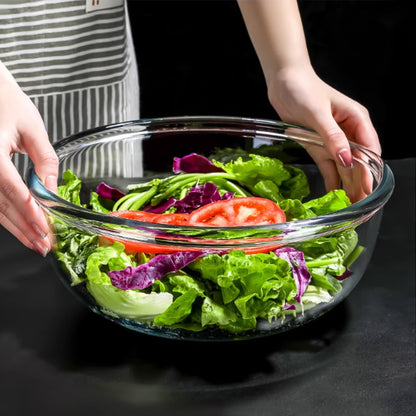 EWAFILU 6.2QT Large Glass Mixing Bowl with Lid, Clear Glass Salad Cooking Bowls for Sourdough, Salad and Storage Prepping and Baking Food Storage Set