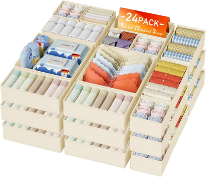 24 Pack Closet DIMJ Drawer Organizer Clothes - Foldable Baby Organizers and Storage Dresser Organizer for Bedroom