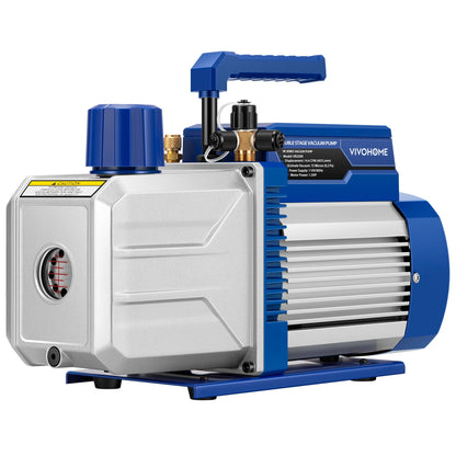VIVOHOME 1.5 HP 14.4 CFM 2 Stage HVAC Vacuum Pump for R134a R12 R22 R502 R410a Systems, Auto AC Vacuum Pump for Automotive Air Conditioner Refrigeration Maintenance with 2 Oil Bottles