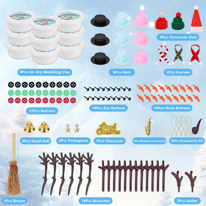 Ariepoue Stocking Stuffers for Kids Teen Boys Girls - 9 Pack Build Snowman Kit Christmas Crafts Gifts for Kids Creative Air Dry Modeling Clay Xmas Gift Birthday Gifts