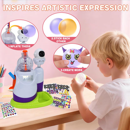 DIY Balloon Animal Craft Kit with Stickers & Air Pump, Create Your Own Magic Balloon Making Craft Toys for Kids, Creative Arts Crafts Birthday Christmas Gifts for Girls & Boys Ages 3-12 (White)