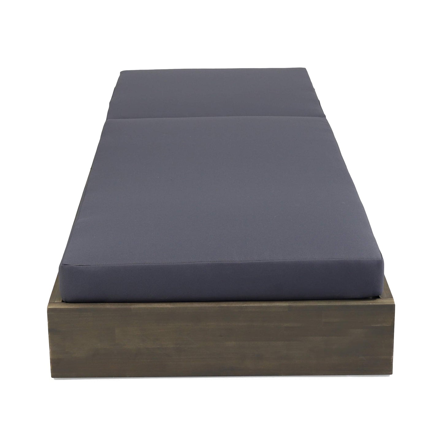 Abraham Outdoor Acacia Wood Chaise Lounge with Cushion (Set of 2), Gray and Dark Gray