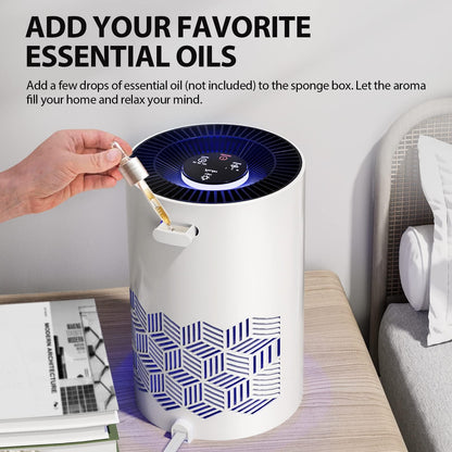 FreAire Air Purifiers for Bedroom Covers Up to 1086 Ft², Air Purifiers for Home, HEPA Air Purifier with Lights, Air Purifier Removes Dust Smoke Pollen Dander Smell, for Home/Pets/Bedroom (Black)