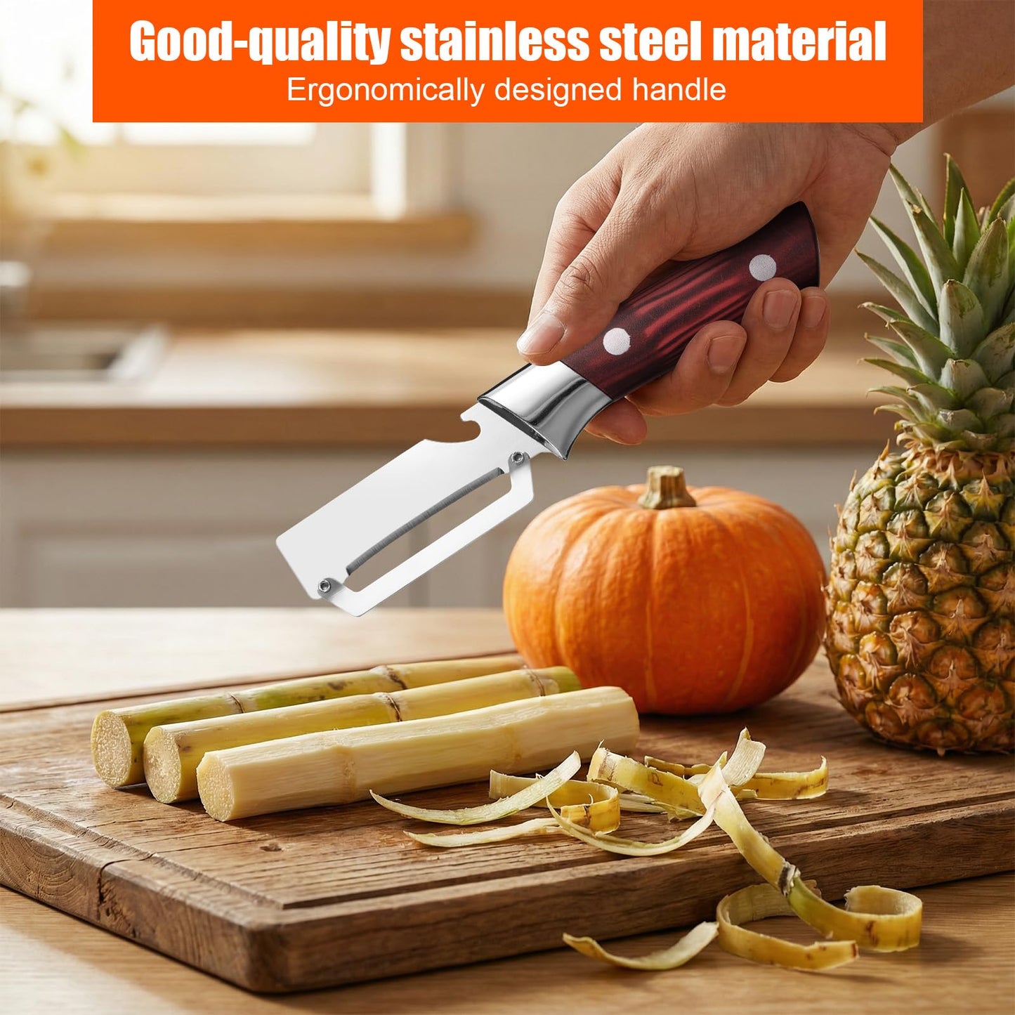 2pcs Handheld Multi-Functional Vegetable Peelers with Bottle Opener,Stainless Steel Multifunctional Fruit and Vegetable Peeler Hand Held Kitchen Tool for Apple Potato Sugar Cane
