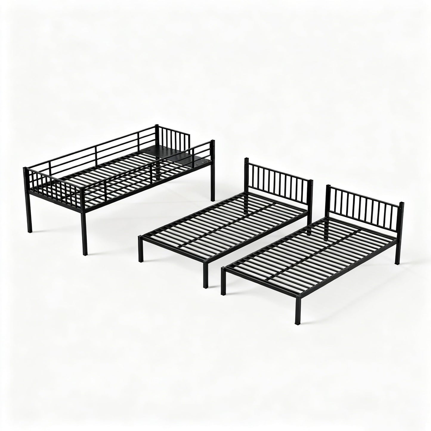 Bellemave Twin Triple Bunk Bed for Kids, Teens,Adults, Metal Twin XL Bunk Beds for 3, 3 bunk Bed for 3 Kids, Adults（Heavy Metal, Black）