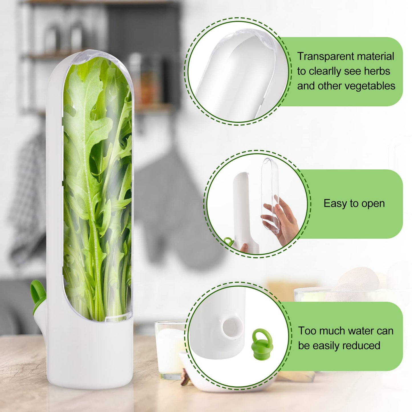 Lallisa Herb Saver Pod Herb Keeper Vegetable Fresh Cilantro Containers for Refrigerator Keeping Bottle Herb Preserver for Mint Fridge Storage, Keeps Greens Fresh for 2-3 Weeks (2)