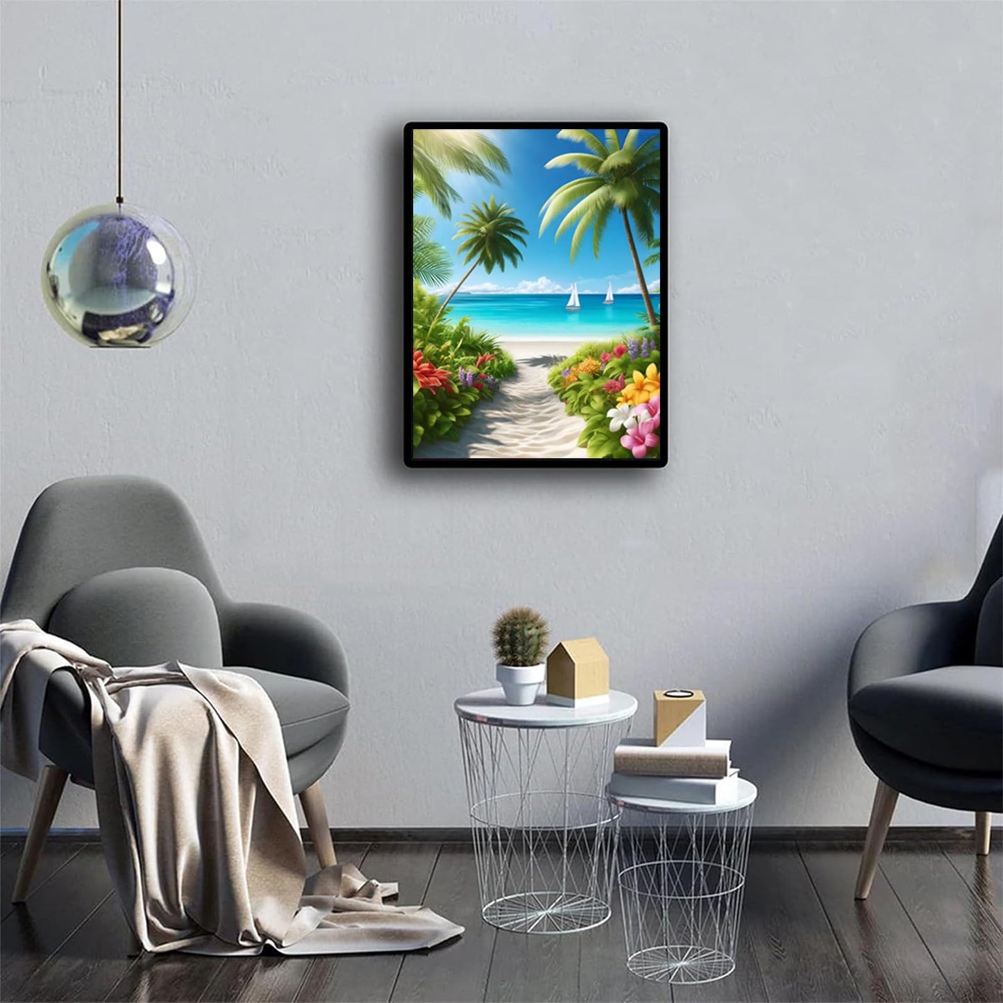 Beach Diamond Art Kits for Adults, 5D Diamond Painting for Adults Beginners DIY Round Full Drill Gem Art Kit for Home Leisure and Decoration 12x16inch/30x40cm