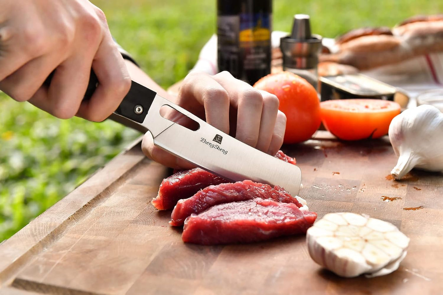 ZhengSheng Folding Chef Knife: 4.8" Sharp 440A Stainless Steel Blade, G10 Handle for Outdoor Cooking