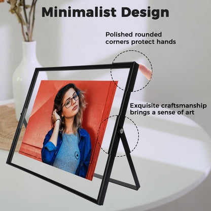 AhaGo Black Floating Frame, 8“x10”,Horizontal, For Picture 7x9, 6x8, 5x7, Tabletop Shelf Photo Frame, Classy For Father, Mother or Kids, For Wedding or Birthday