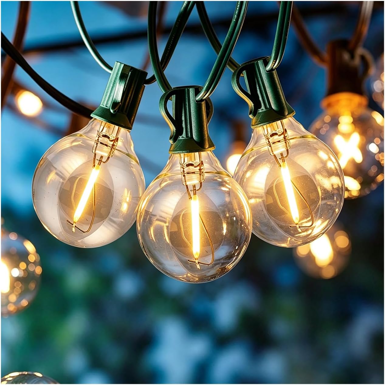 26ft 25 Bulbs,G40 Bulbs, Formosa Indoor/Outdoor Clear LED Christmas String, Patio Light with Retro Round Waterproof